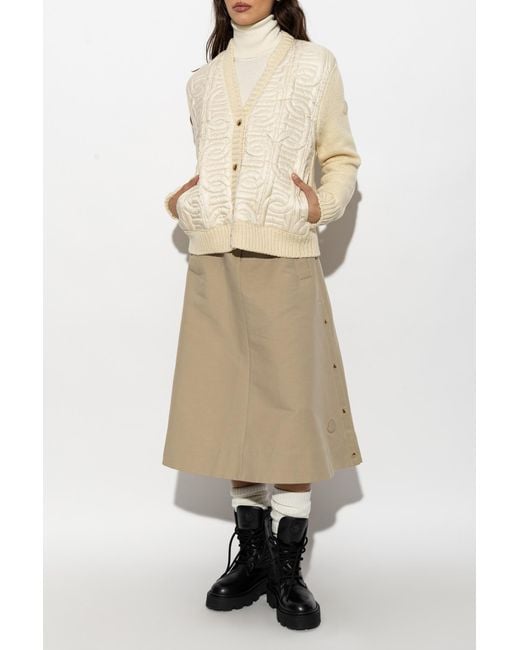 Moncler Natural Cardigan With Quilted Front