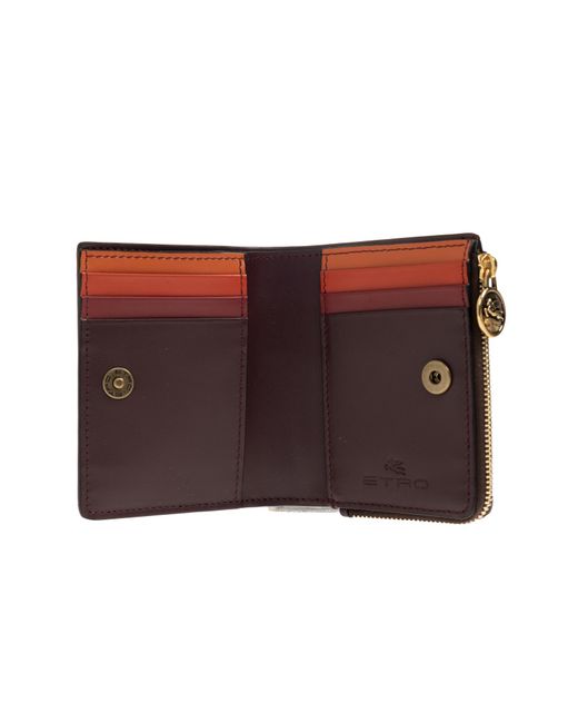 Etro Brown Wallet With Logo Charm