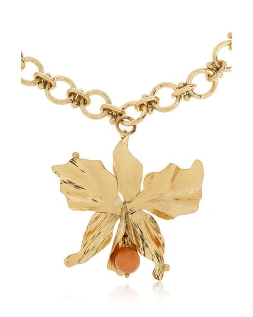 Ulla Johnson Metallic Lulu Flower Necklace