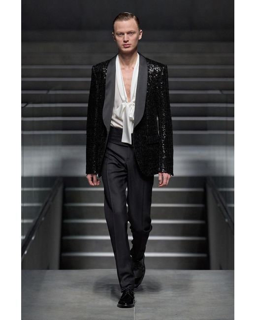 Dolce & Gabbana Black Sequin Blazer for men
