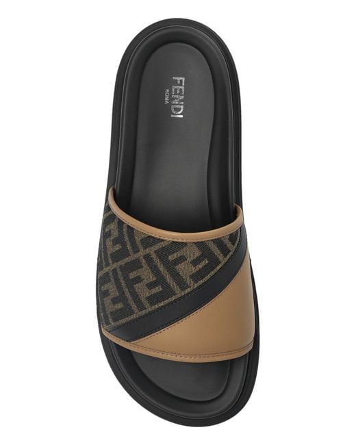 Fendi Black Slides With Monogram for men