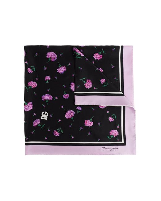 Dolce & Gabbana Black Silk Scarf With Floral Motif