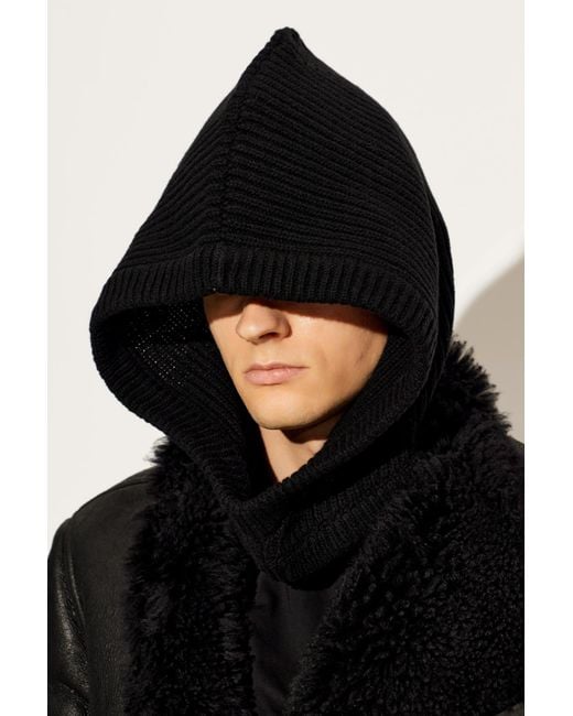 Rick Owens Black Cashmere Hood for men
