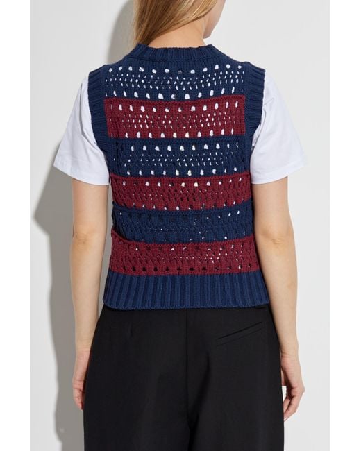 Ganni Blue Vest With Logo