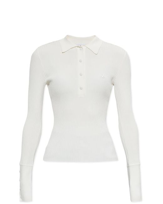 Courreges White Ribbed Slim-Fit Polo