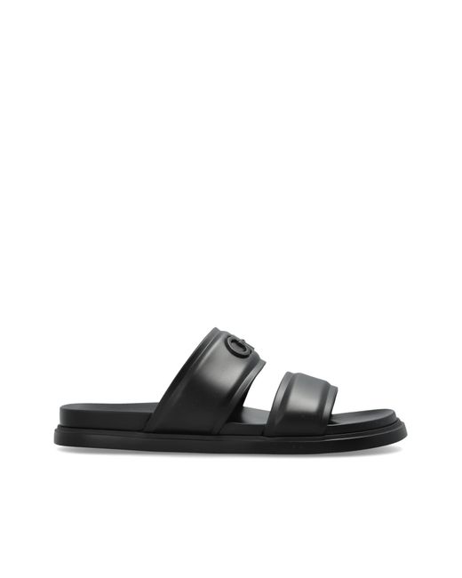 Ferragamo Black 'Saint Bart' Slides for men