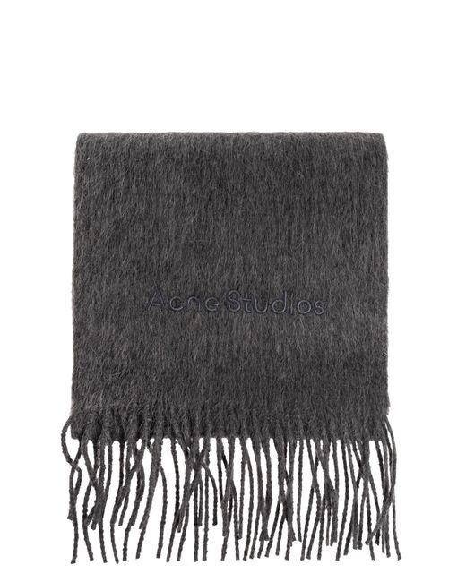 Acne Black Scarf With Logo Patch