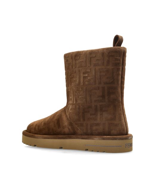 Fendi Brown Snow Boots With Monogram