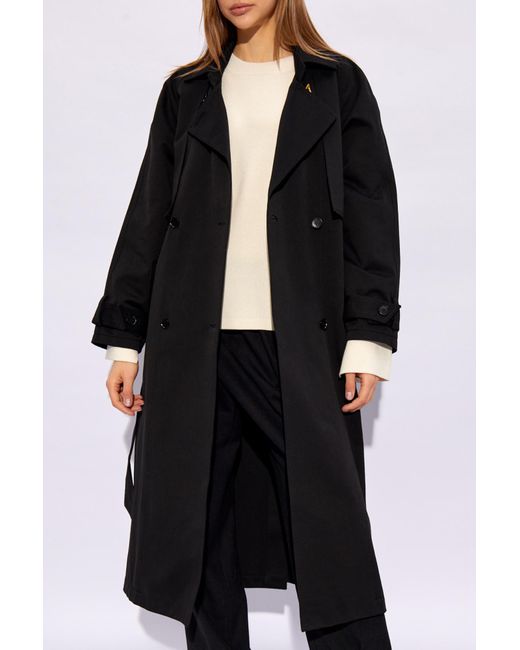 Aeron Black 'pippa' Double-breasted Trench Coat,