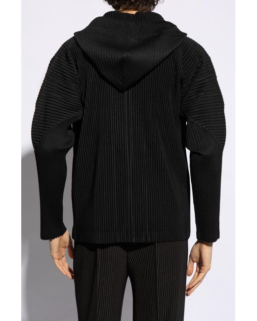 Homme Plissé Issey Miyake Black Pleated Sweatshirt, for men