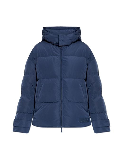 Emporio Armani Blue Down Jacket With Detachable Hood