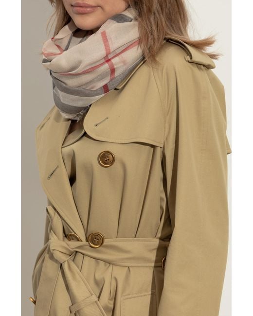 Burberry Natural Scarf With A Check Pattern