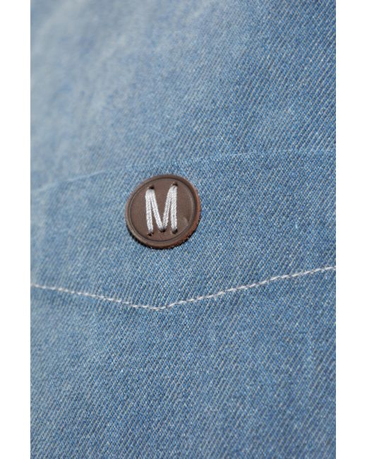 Moschino Blue Denim Shirt With Logo for men