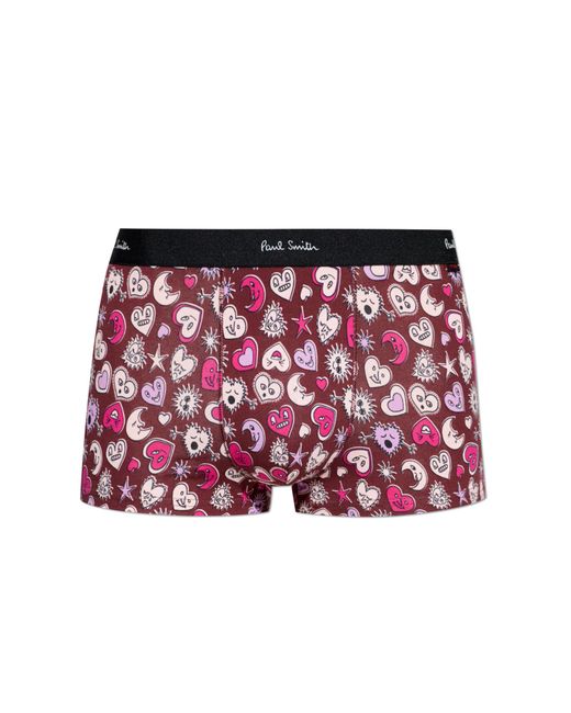 Paul Smith Red Cotton Boxers With Striped Pattern for men