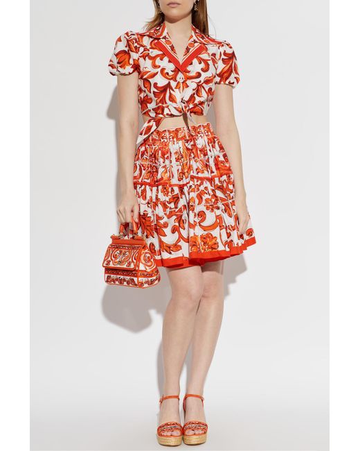 Dolce & Gabbana Red Top With "Majolica" Print