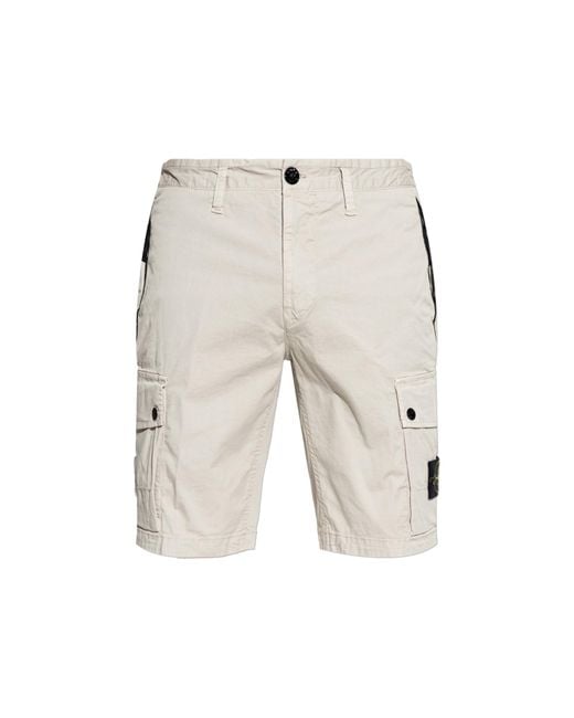 Stone Island White Cargo Shorts for men