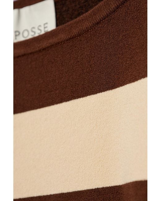 Posse Brown Striped Pattern Top 'theo',