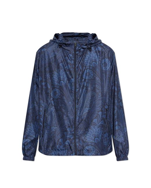 Etro Blue Light Jacket With Hood for men