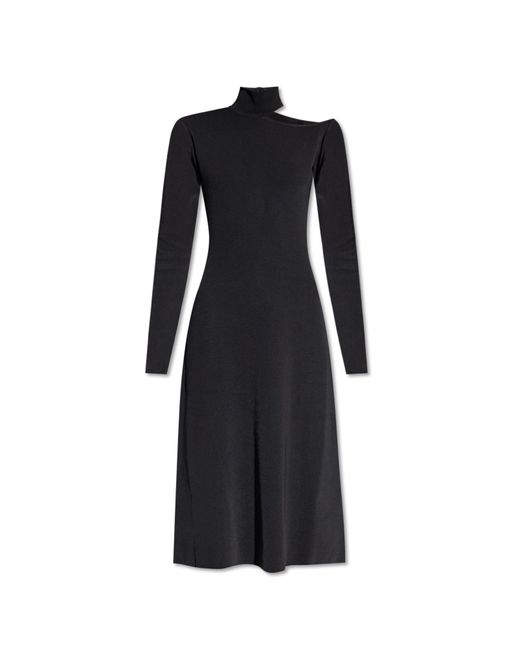 Ferragamo Dress With Long Sleeves in Black | Lyst