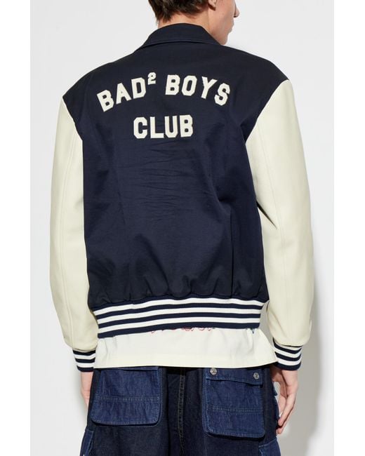 DSquared² Blue Bomber Jacket With 'Bomber' Logo for men