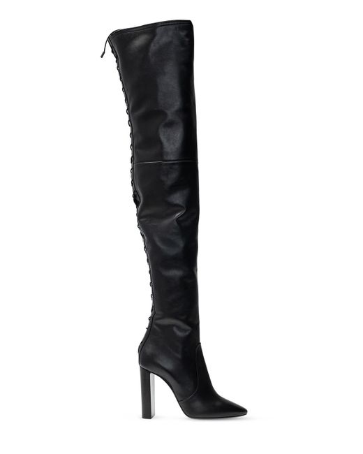 Saint Laurent Black Moon Lace-up Leather Over-the-knee Boots