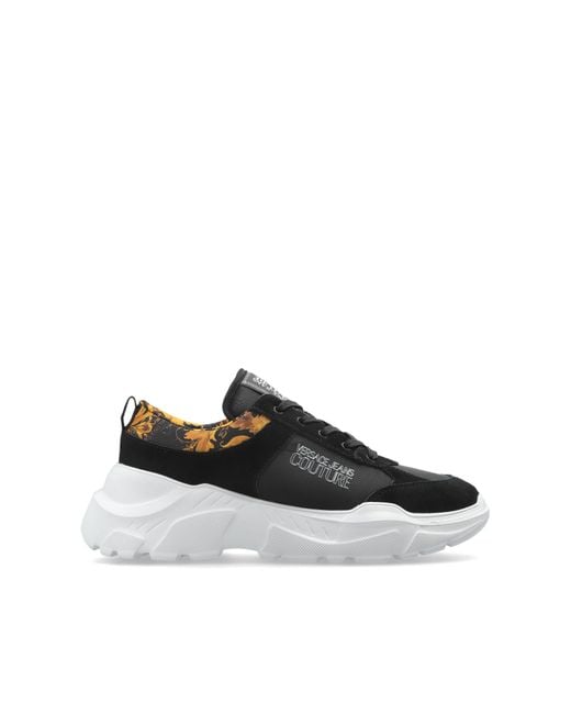 Versace Jeans Couture Black Sports Shoes With "Barocco" Print for men