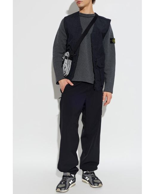 Stone Island Black Sweater With Logo Patch for men