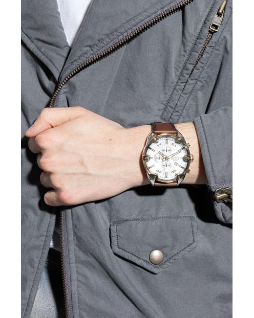 DIESEL Brown 'Spiked' Watch On A Leather Strap for men