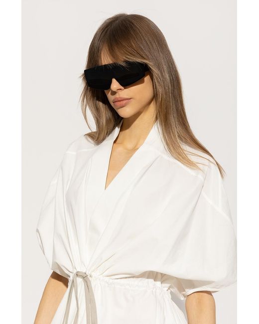 Rick Owens Black Rectangular Sunglasses