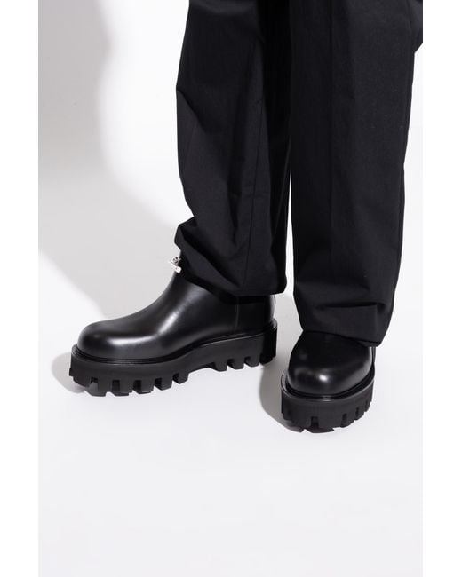 McQueen Black Leather Platform Shoes for men