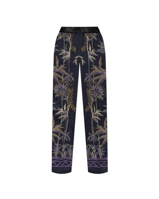 Forte_forte Blue Satin Trousers With Print