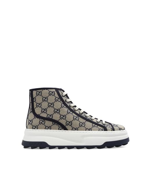 Gucci Mac80 Leather and logo-embroidered Mesh High-Top Sneakers - Men - Black Sneakers - UK 11