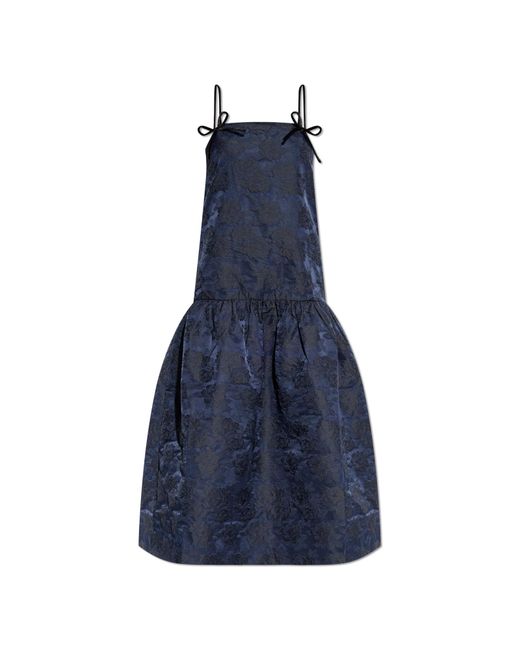 Ganni Blue Dress With Floral Pattern