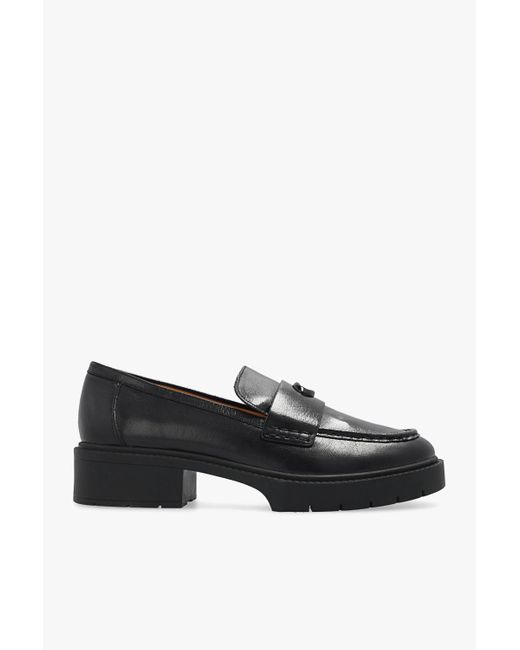 COACH Black Leah Leather Platform Loafers