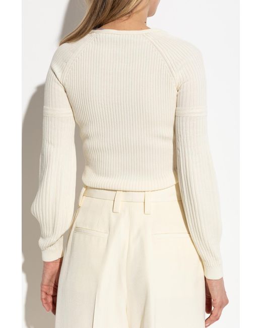 Max Mara White Ribbed Sweater 'gioisa',