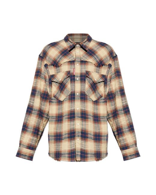 DSquared² Natural Cotton Checked Shirt for men
