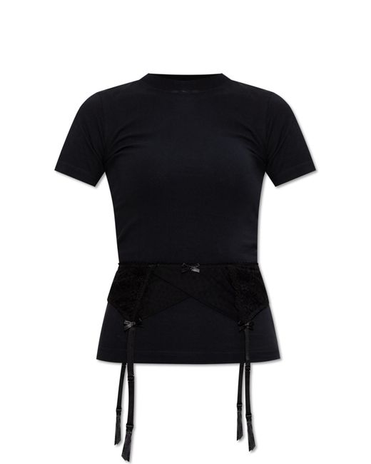 Balenciaga Black T-Shirt With Lace Insert