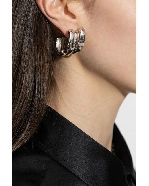 Balenciaga Metallic Earrings With Engraved Logo