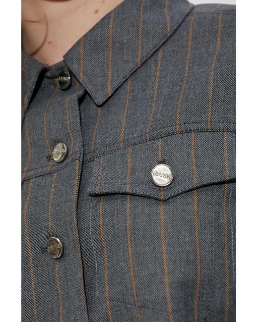 Ganni Gray Jacket With Pinstripe Pattern