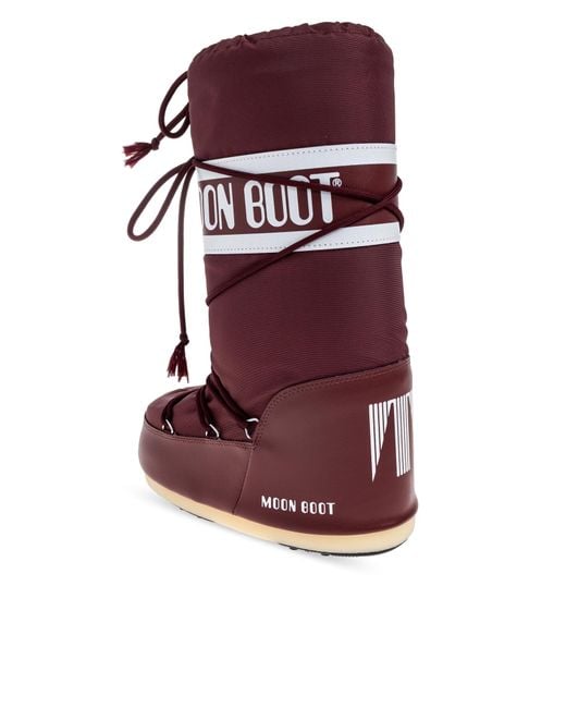 Moon Boot Red 'Icon Nylon' Snow Boots