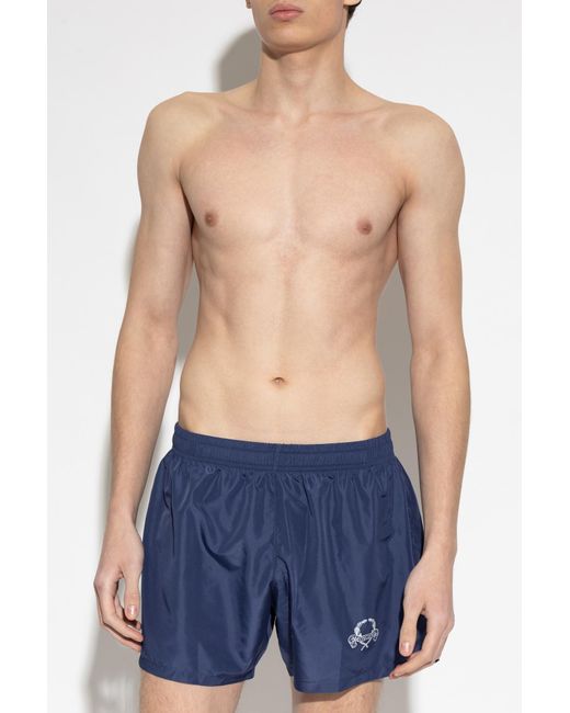Moschino Blue Swim Shorts With Logo for men