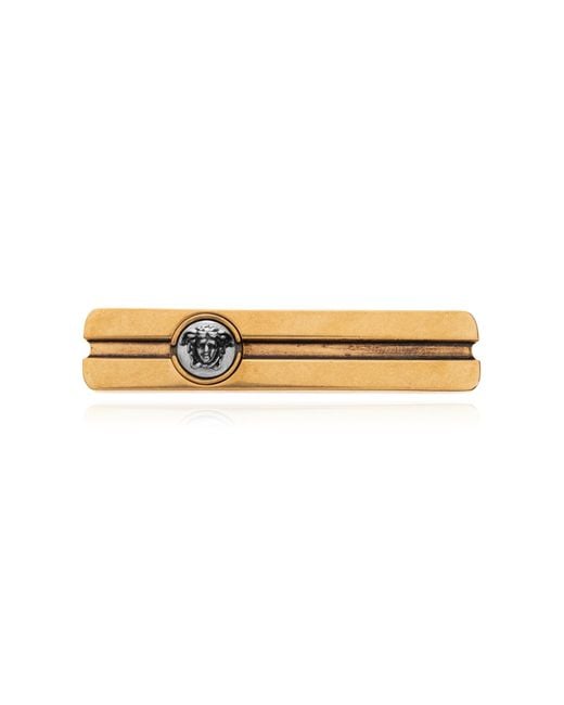 Versace Metallic Brass Tie Clip for men