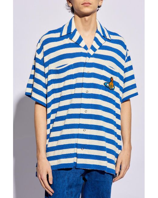 Vivienne Westwood Blue 'camp' Striped Shirt, for men