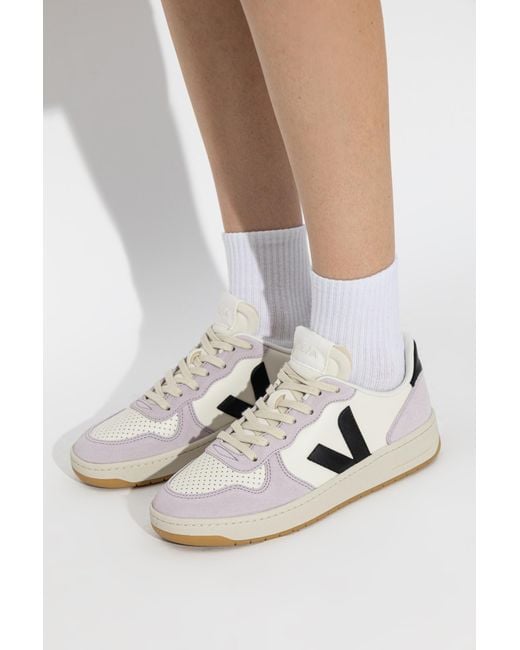 Veja White Sports Shoes "V-10 Prime Leather"