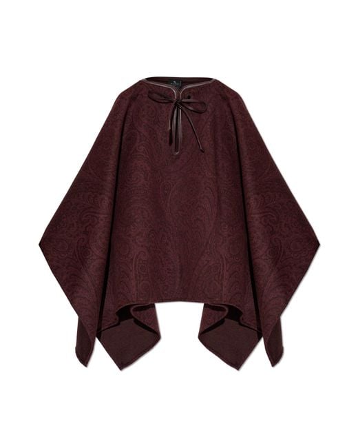 Etro Red Wool Poncho
