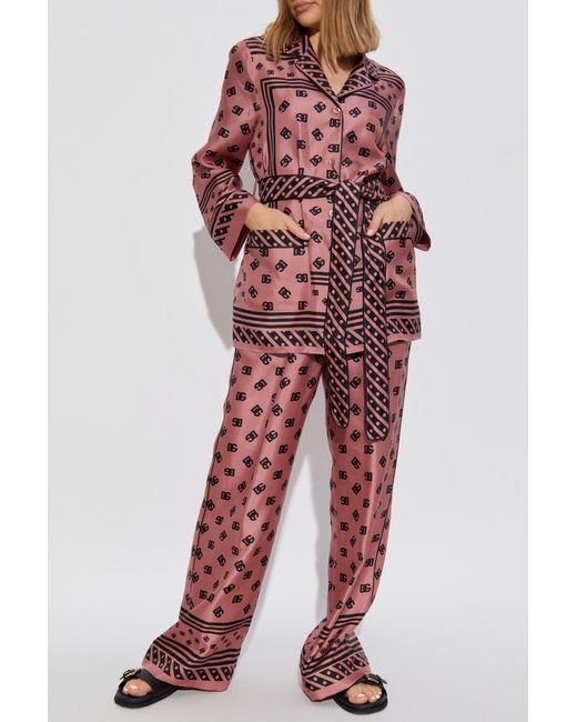 Dolce & Gabbana Red Loose-Fitting Silk Trousers