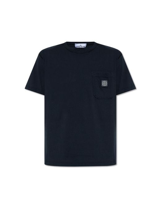 Stone Island Blue T-Shirt With Pocket