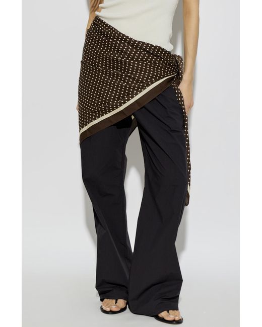 Matteau Black Silk Scarf With Polka Dot Pattern