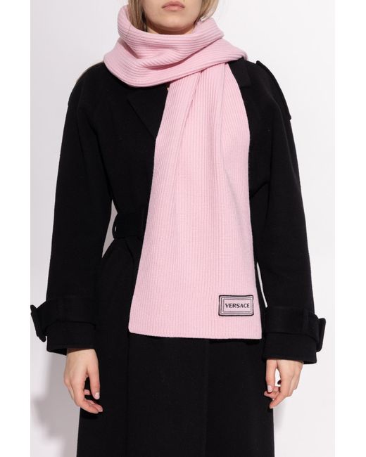 Versace Pink Wool Scarf