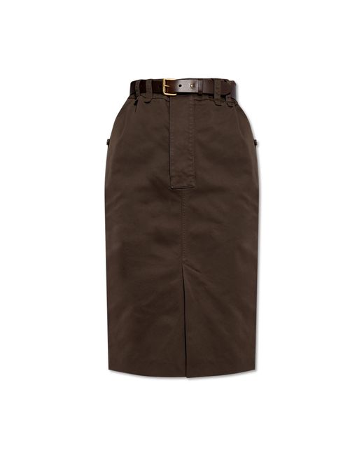 Saint Laurent Brown Skirt With Belt,